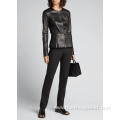 OEM Service Women Slim Zipper PU Leather Jacket